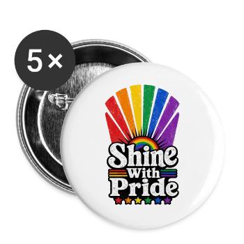 Shine With Pride Sun Vintage Pride Motif LGBTQ - Buttons large 2.2''/56 mm (5-pack) - white - Front