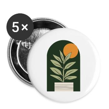 Sun plant in dark green - Buttons large 2.2''/56 mm (5-pack) - white - Front
