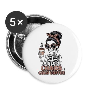 Chaos and Coffee: Skeleton Style - Buttons large 2.2''/56 mm (5-pack) - white - Front