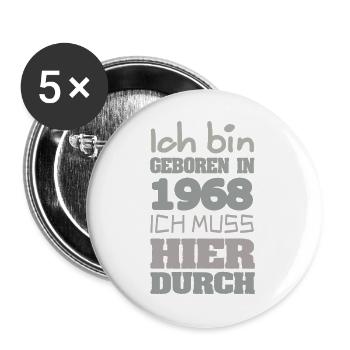 Jahrgang 1968 - Buttons groß 56 mm (5er Pack) - Weiß - Vorne