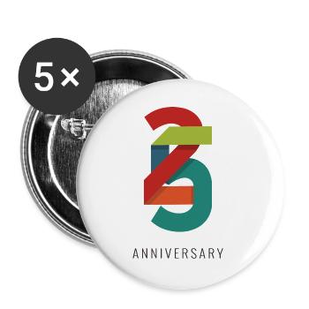 25 Years – Modern Anniversary Design - Buttons large 2.2''/56 mm (5-pack) - white - Front