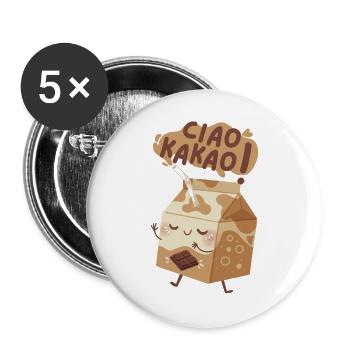 Ciao Kakao Kaba Milchkarton - Buttons groß 56 mm (5er Pack) - Weiß - Vorne