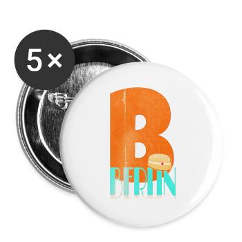 Retro Design B Berlin - Buttons groß 56 mm (5er Pack) - Weiß - Vorne