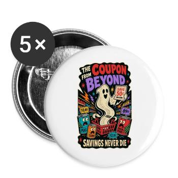 Coupon d’Au-delà – Sparfuchs Horror Humour - Lot de 5 grands badges (56 mm) - blanc - Devant