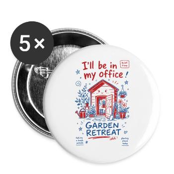 Garden Retreat Ruhezeit Organisches Gärtnern - Buttons groß 56 mm (5er Pack) - Weiß - Vorne