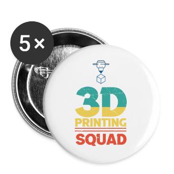 3D Printing Squad Maker Team Filament Fan Graphic - Buttons groß 56 mm (5er Pack) - Weiß - Vorne