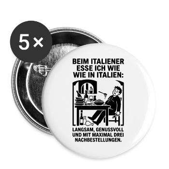 Italienisch Essen Italiener Restaurant Bestellen - Buttons groß 56 mm (5er Pack) - Weiß - Vorne