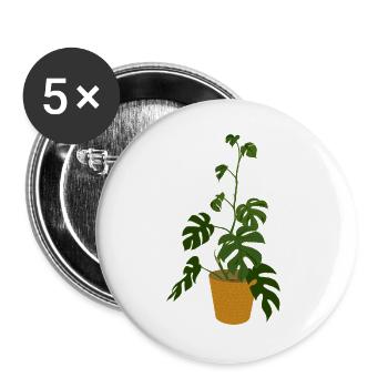 Monstera Deliciosa - Buttons groß 56 mm (5er Pack) - Weiß - Vorne