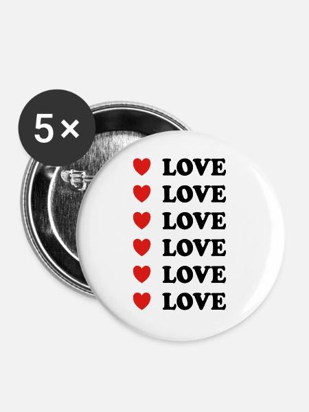 Liebe Herzen - Buttons groß 56 mm (5er Pack) - Weiß