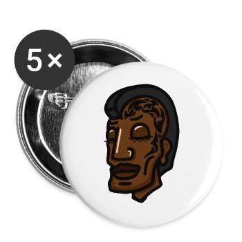 ein schwarzer Stammesmann mit Irokesenschnitt und Tätowierungen - Buttons groß 56 mm (5er Pack) - Weiß - Vorne