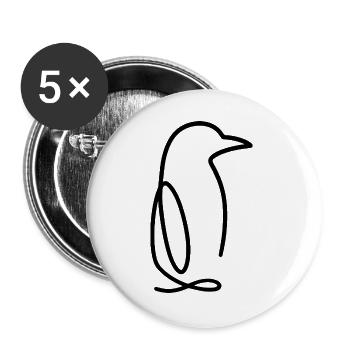 Pinguin Einlinienzeichnung Niedlich Eis Antarktis - Buttons groß 56 mm (5er Pack) - Weiß - Vorne
