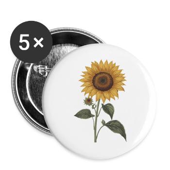 Sonnenblume – Botanical Vintage - Buttons groß 56 mm (5er Pack) - Weiß - Vorne