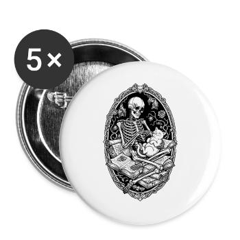 Skelett im Schattenbuch - Buttons groß 56 mm (5er Pack) - Weiß - Vorne