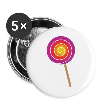 Bunter Spiral Lolli in Regenbogenfarben - Buttons groß 56 mm (5er Pack) - Weiß - Vorne