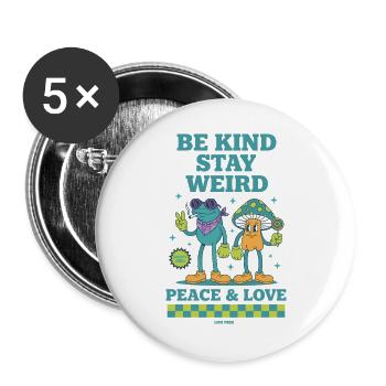 Trippy Festival Sei freundlich Bleib seltsam Frieden Liebe - Buttons groß 56 mm (5er Pack) - Weiß - Vorne