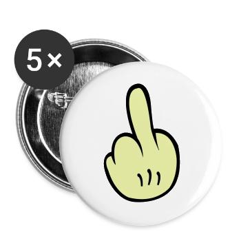 Mittelfinger Comic - Buttons groß 56 mm (5er Pack) - Weiß - Vorne
