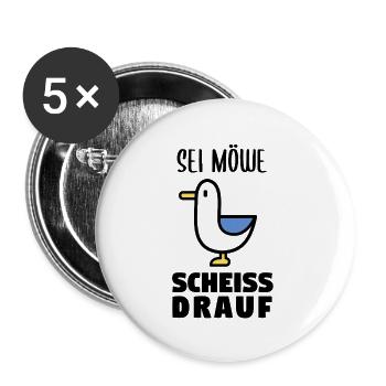 Sei Möwe scheiss drauf - Buttons groß 56 mm (5er Pack) - Weiß - Vorne