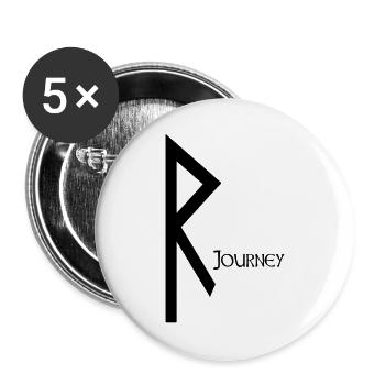 Raidho Rune Reise Schwarz – Wikinger Futhark - Buttons groß 56 mm (5er Pack) - Weiß - Vorne