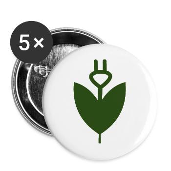 Grüne Pflanzensilhouette mit Stecker - Buttons groß 56 mm (5er Pack) - Weiß - Vorne