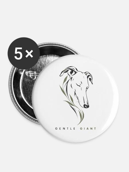 Windhund-Rettungs-Sanftes Riesenhemd - Buttons groß 56 mm (5er Pack) - Weiß