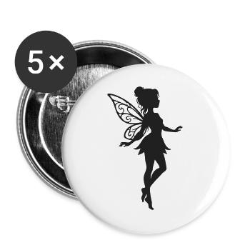 Feenflügel Silhouette - Buttons groß 56 mm (5er Pack) - Weiß - Vorne