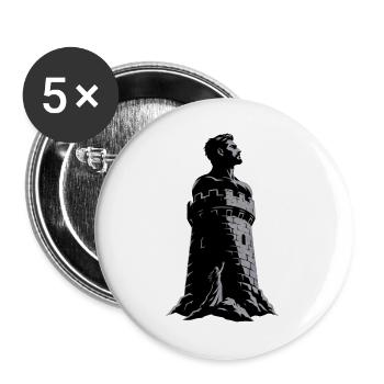 Verstärkte Turmhelden - Buttons groß 56 mm (5er Pack) - Weiß - Vorne