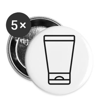 Cream Tube Line Icon - Buttons groß 56 mm (5er Pack) - Weiß - Vorne