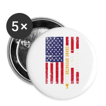 Kranführer Kran - Buttons groß 56 mm (5er Pack) - Weiß - Vorne
