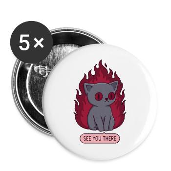 Süße Goth Katze in Flammen See You There - Buttons groß 56 mm (5er Pack) - Weiß - Vorne
