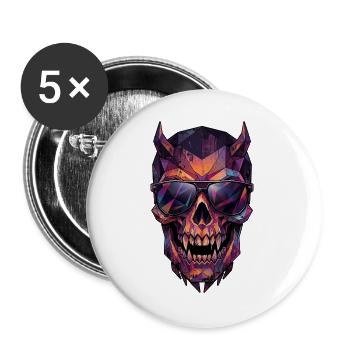Poly Art Halloween Vampir - Buttons groß 56 mm (5er Pack) - Weiß - Vorne