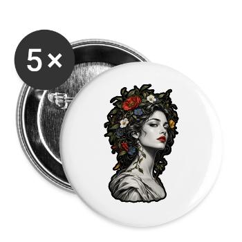 Botanische Muse - Buttons groß 56 mm (5er Pack) - Weiß - Vorne