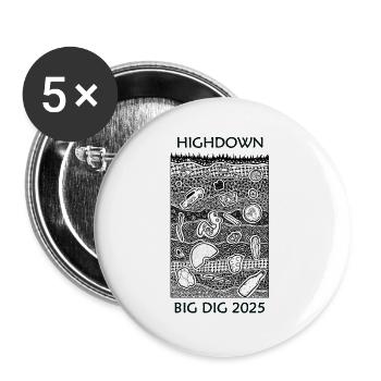 Big Dig 2025 Doodle Schwarzweiß - Buttons groß 56 mm (5er Pack) - Weiß - Vorne