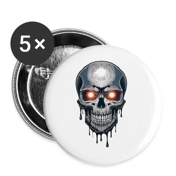 Gothic Okkult Totenkopf Horror Kissen Design - Buttons groß 56 mm (5er Pack) - Weiß - Vorne