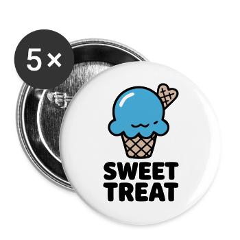 Sweet Treat Eiscreme Logo - Buttons groß 56 mm (5er Pack) - Weiß - Vorne