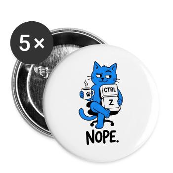 NEIN. STRG + Z – Katzennerd Computerhumor - Buttons groß 56 mm (5er Pack) - Weiß - Vorne