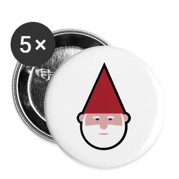 Gnom mit rotspitzem Hut - Buttons groß 56 mm (5er Pack) - Weiß - Vorne