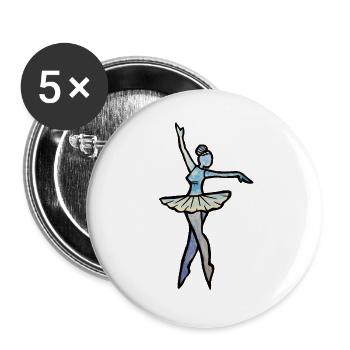 Azure Balletttänzer Silhouette - Buttons groß 56 mm (5er Pack) - Weiß - Vorne
