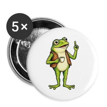 Frog Explorer Café Tee - Buttons groß 56 mm (5er Pack) - Weiß - Vorne