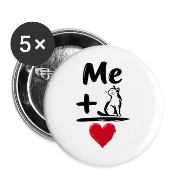 Katzenbesitzer stolze Katzenmama Schwarze Katze Papa süßes Kätzchen - Buttons groß 56 mm (5er Pack) - Weiß - Vorne