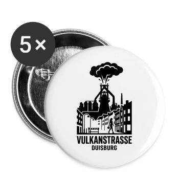 Duisburg Vulkanstraße - Buttons groß 56 mm (5er Pack) - Weiß - Vorne