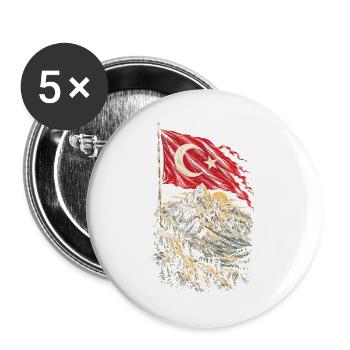 Türkei Türken Türkin Türke Türkiye - Buttons groß 56 mm (5er Pack) - Weiß - Vorne