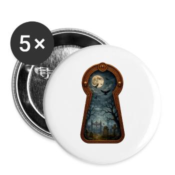 Mondnacht Spukportal, schlüsselloch, friedhöfe - Buttons groß 56 mm (5er Pack) - Weiß - Vorne