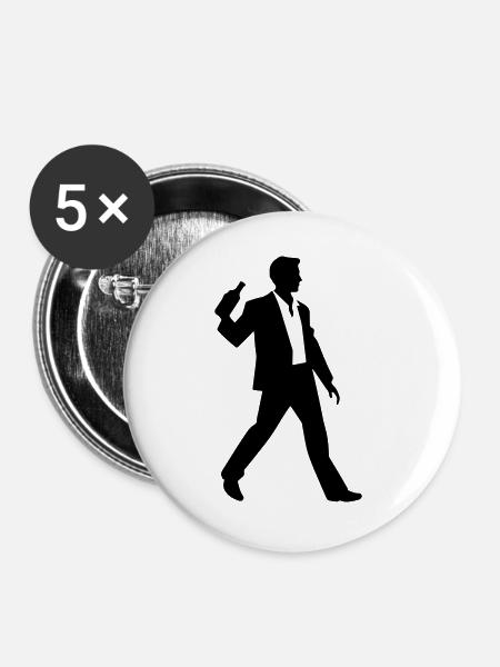 Mann im Anzug Flasche Party - Buttons groß 56 mm (5er Pack) - Weiß