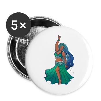 Aqua Meerjungfrauen-Bauchtanz - Buttons groß 56 mm (5er Pack) - Weiß - Vorne