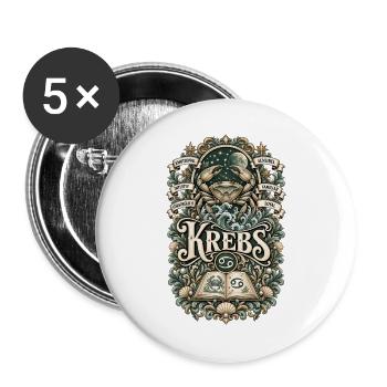Sternzeichen Krebs – Sensibel & Loyal - Buttons groß 56 mm (5er Pack) - Weiß - Vorne