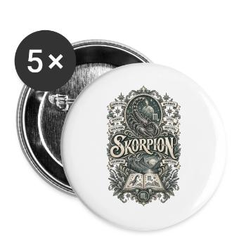 Skorpion – Leidenschaftlich & geheimnisvoll - Buttons groß 56 mm (5er Pack) - Weiß - Vorne