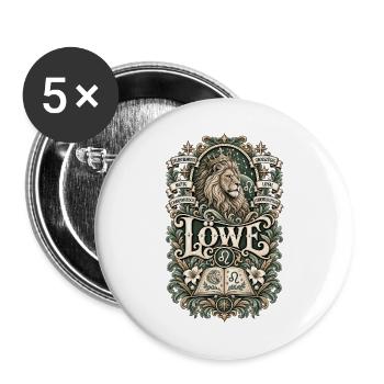  Sternzeichen Löwe – Mutig & Charismatisch - Buttons groß 56 mm (5er Pack) - Weiß - Vorne
