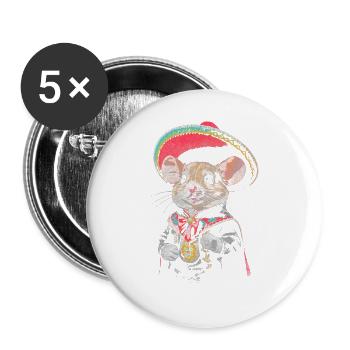 Mariachi-Maus - Buttons groß 56 mm (5er Pack) - Weiß - Vorne