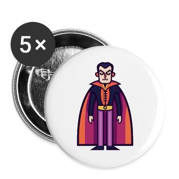 Vampir mit Umhang Halloween Symbol - Buttons groß 56 mm (5er Pack) - Weiß - Vorne
