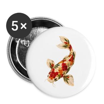 Koi-fische Japanische Koi-fische Koi-karpfen - Buttons groß 56 mm (5er Pack) - Weiß - Vorne
